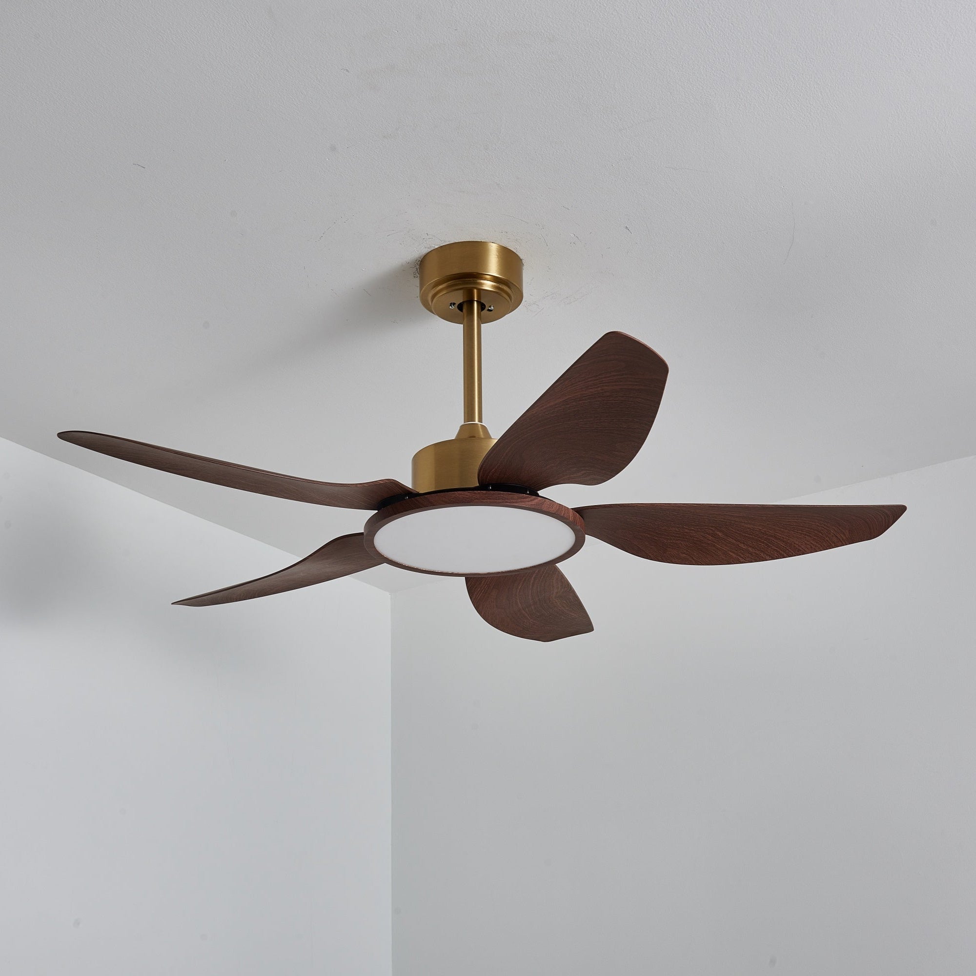 Aurelia Plafonnier Ventilateur Moderne Marron Effet Bois et Laiton