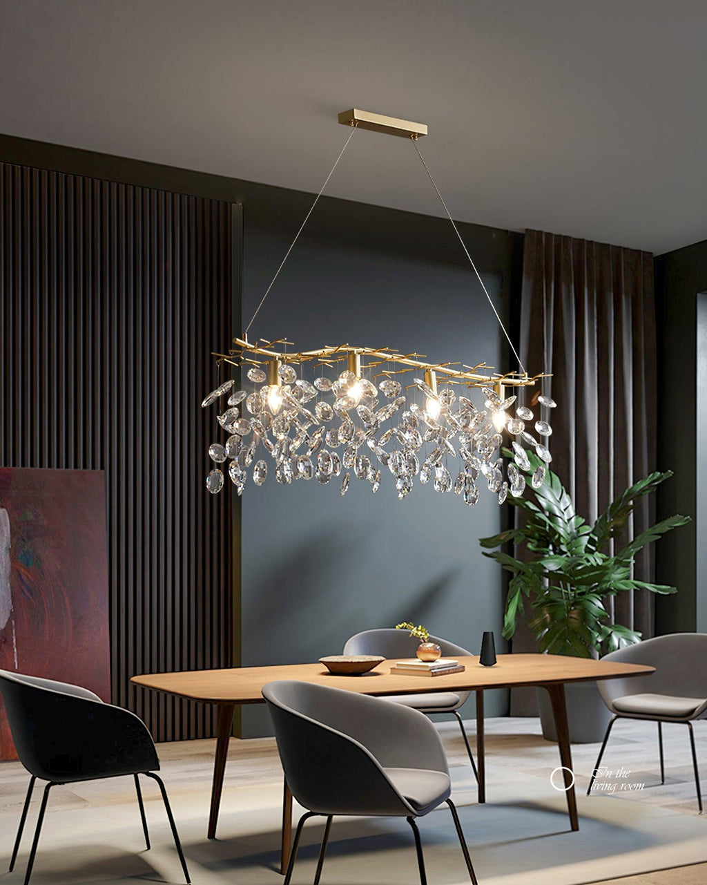Lustra Lustre Cristal Branche Or LED
