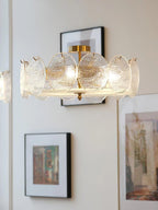 Lustra Lampe De Plafond Avec Finition Dorée Et Verre Strié