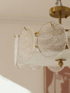 Lustra Lampe De Plafond Avec Finition Dorée Et Verre Strié