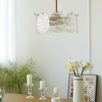 Lustra Lampe De Plafond Avec Finition Dorée Et Verre Strié