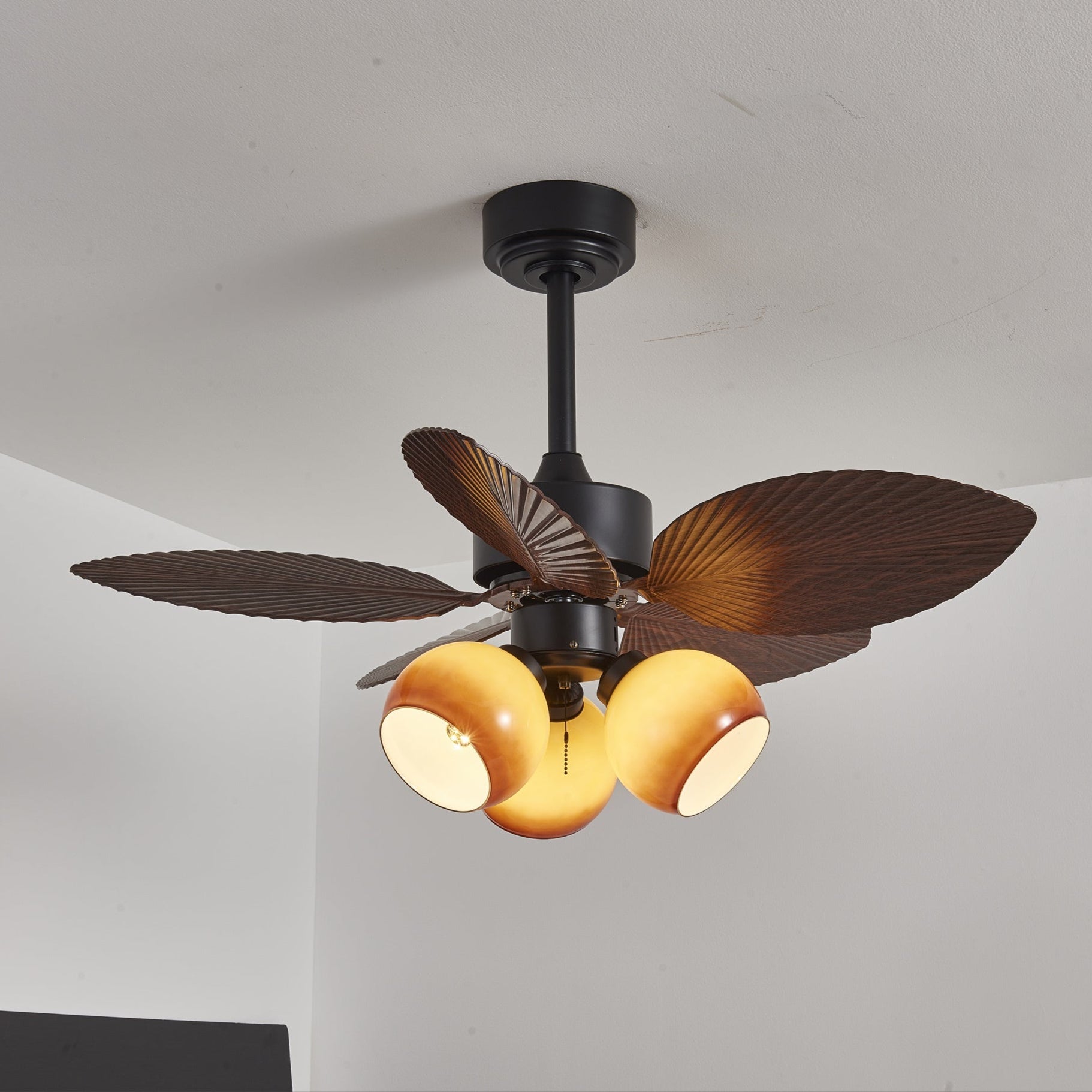 Ventilateur de Plafond Corvella Bois Vintage avec Lumière