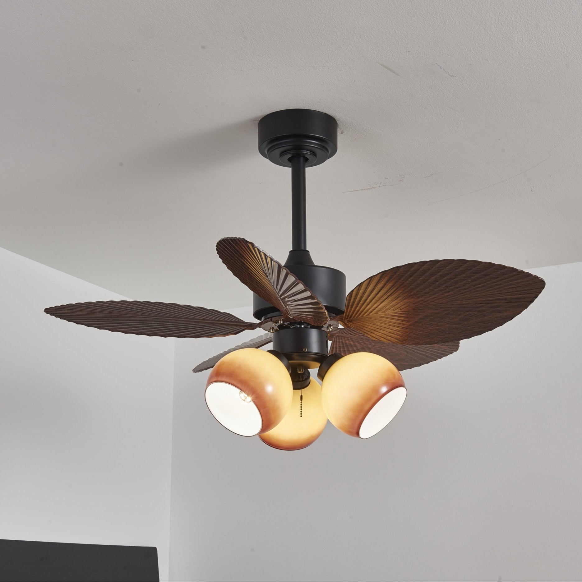 Ventilateur de Plafond Corvella Bois Vintage avec Lumière