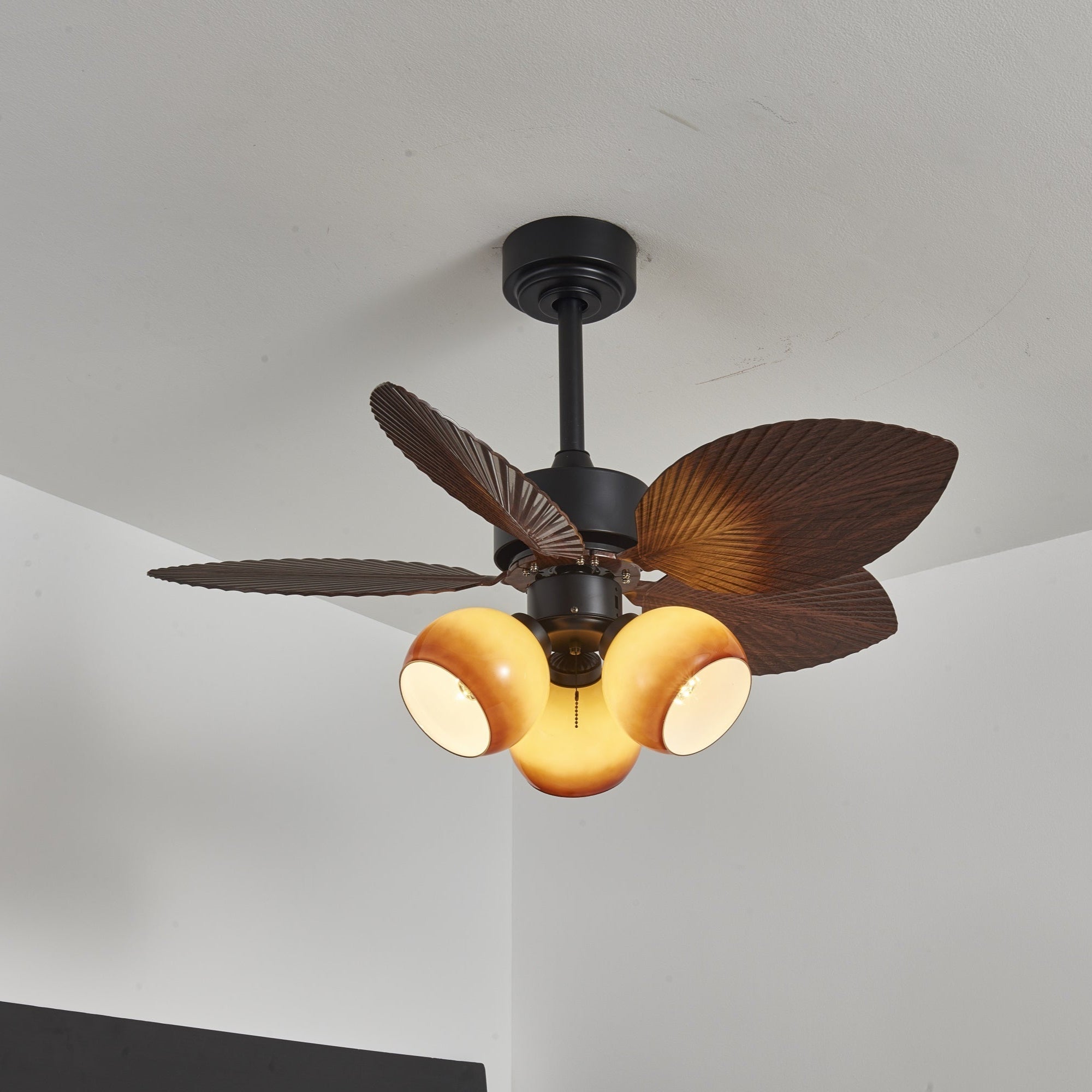 Ventilateur de Plafond Corvella Bois Vintage avec Lumière