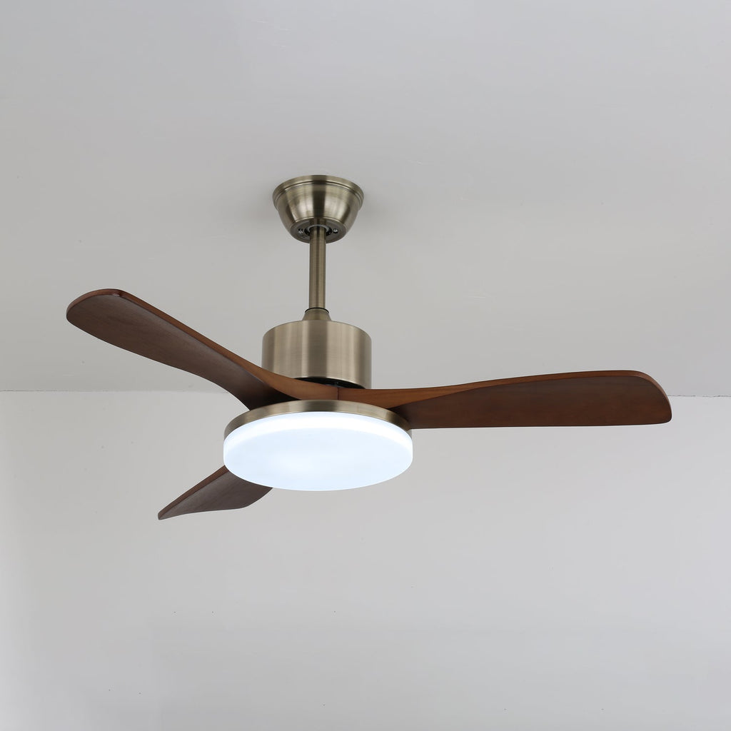 Plafonnier Ventilateur Selora en Laiton et Bois