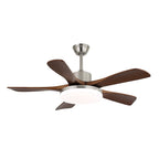 Plafonnier ventilateur Elara moderne en laiton et bois