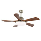Plafonnier ventilateur Elara moderne en laiton et bois