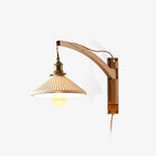 Illaee Nordic Art Swing Arm Walnut Ceramic Wall Light