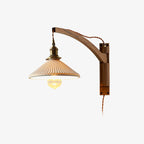 Illaee Nordic Art Swing Arm Walnut Ceramic Wall Light