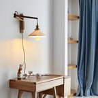 Illaee Nordic Art Swing Arm Walnut Ceramic Wall Light