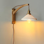 Illaee Nordic Art Swing Arm Walnut Ceramic Wall Light