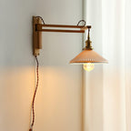 Illaee Nordic Art Swing Arm Walnut Ceramic Wall Light