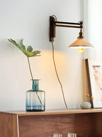Illaee Nordic Art Swing Arm Walnut Ceramic Wall Light