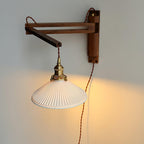 Illaee Nordic Art Swing Arm Walnut Ceramic Wall Light