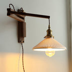 Illaee Nordic Art Swing Arm Walnut Ceramic Wall Light