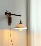 Lyphaia Nordic Art Telescopic Walnut Ceramic Wooden Wall Lamp