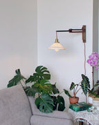 Lyphaia Nordic Art Telescopic Walnut Ceramic Wooden Wall Lamp