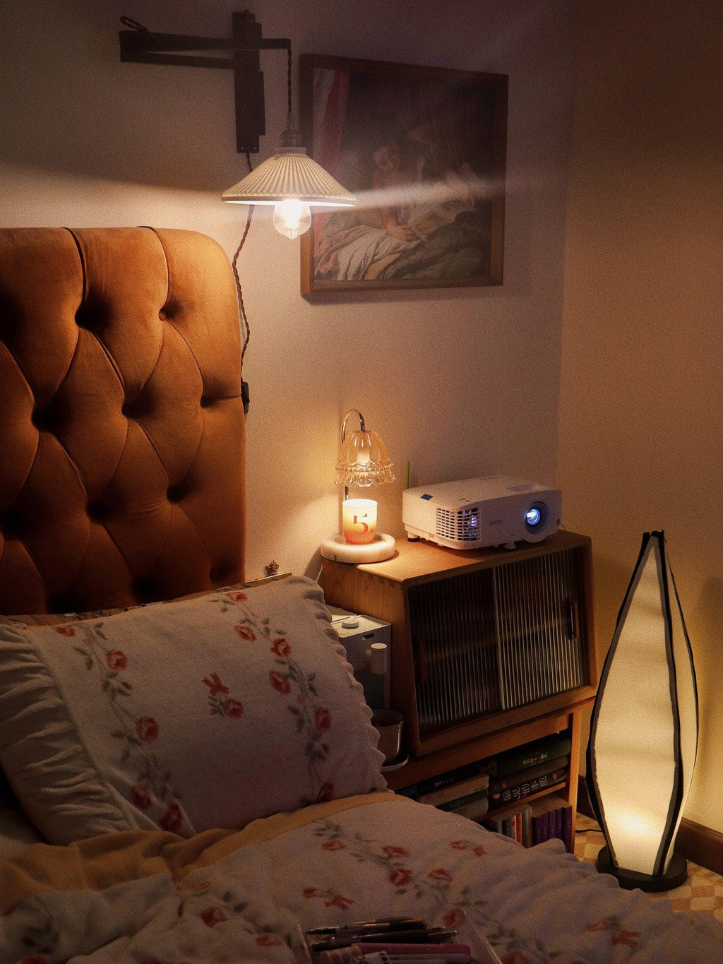 Lyphaia Nordic Art Telescopic Walnut Ceramic Wooden Wall Lamp