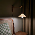 Lyphaia Nordic Art Telescopic Walnut Ceramic Wooden Wall Lamp