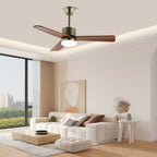 Ventilateur de plafond lumineux Ventio minimaliste argenté et bois